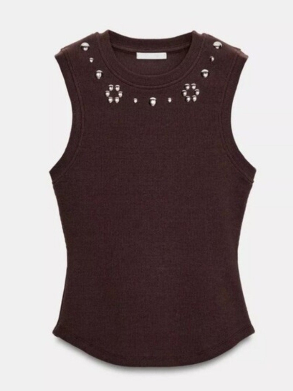 Zara Washed Stretchy Top Brown Tank Top